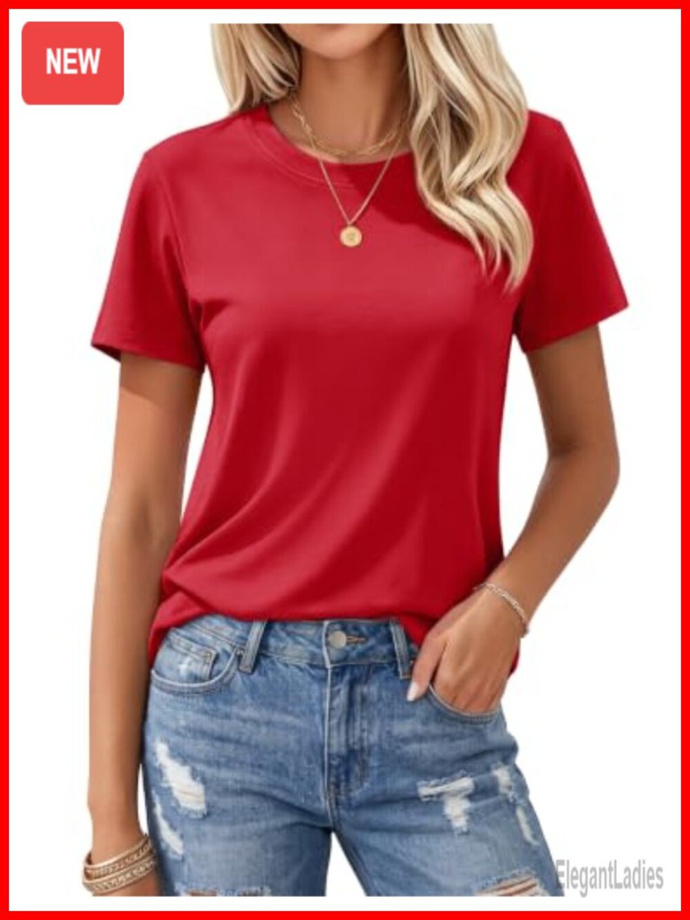 Women's Cotton Crew Neck Short Sleeve T-Shirt Breathable Casual Summer Top